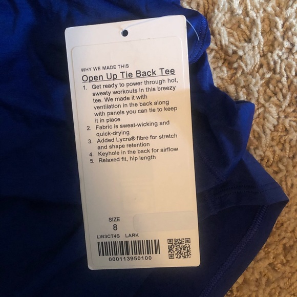 NWT Lululemon open up tie back tee - Picture 2 of 6